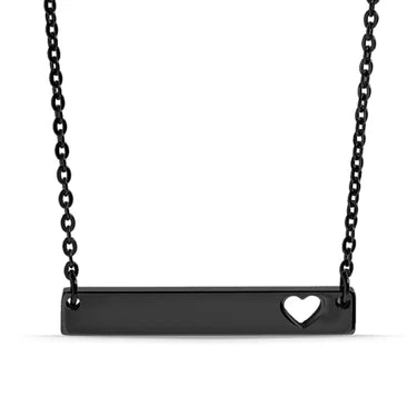 Engravable Bar Necklace with heart cut out.