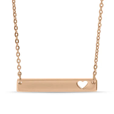 Engravable Bar Necklace with heart cut out.