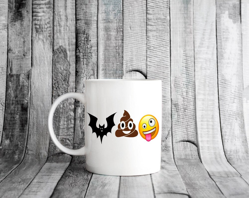 Funny Emoji Ceramic Coffee Mug.  Bat Shit Crazy   "Just Another Day in Paradise"